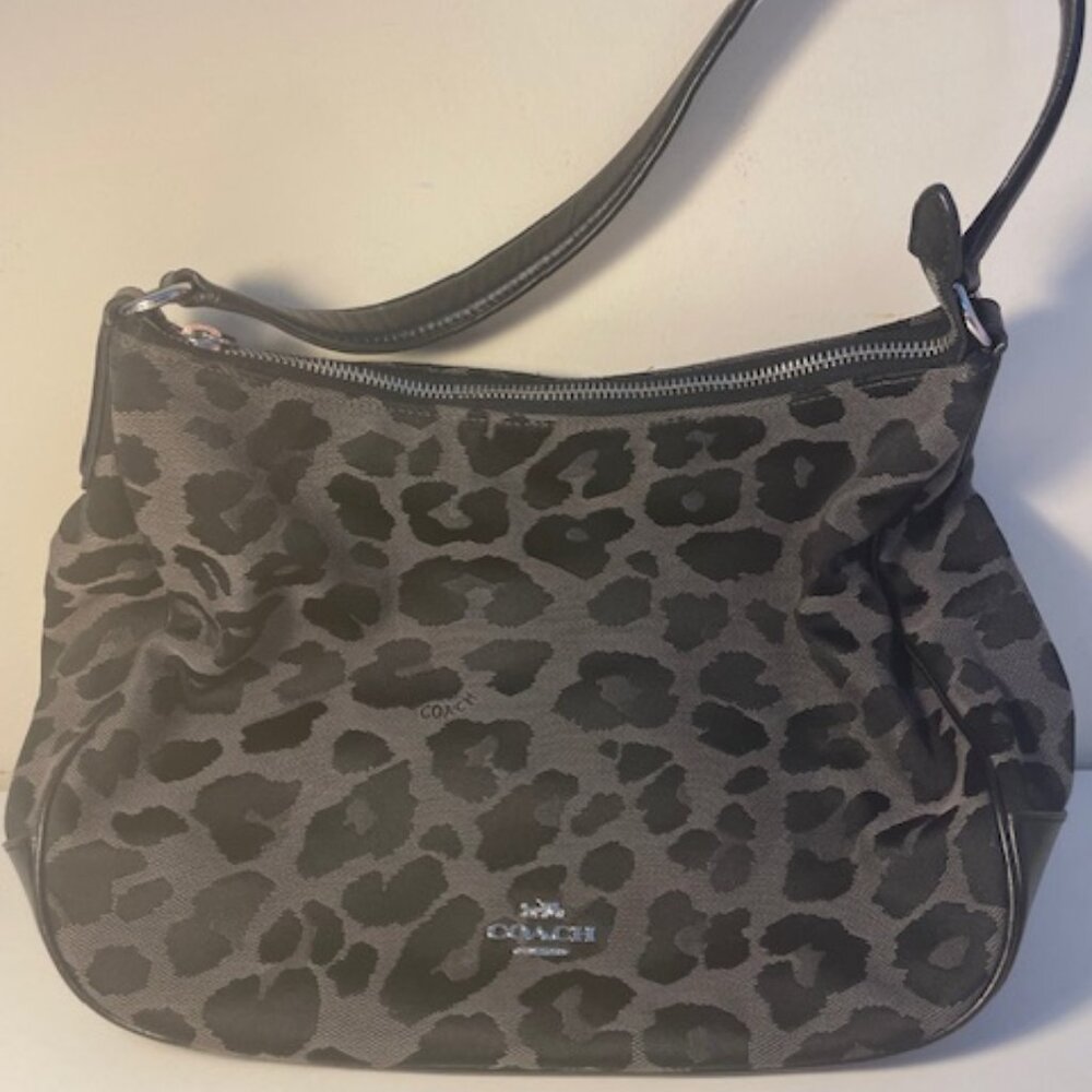 Coach Black animal print medium purse